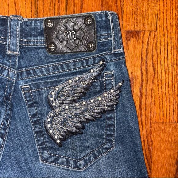 MISS ME Bootcut Jeans Wing Embellished Pockets Size 30 - Picture 5 of 7